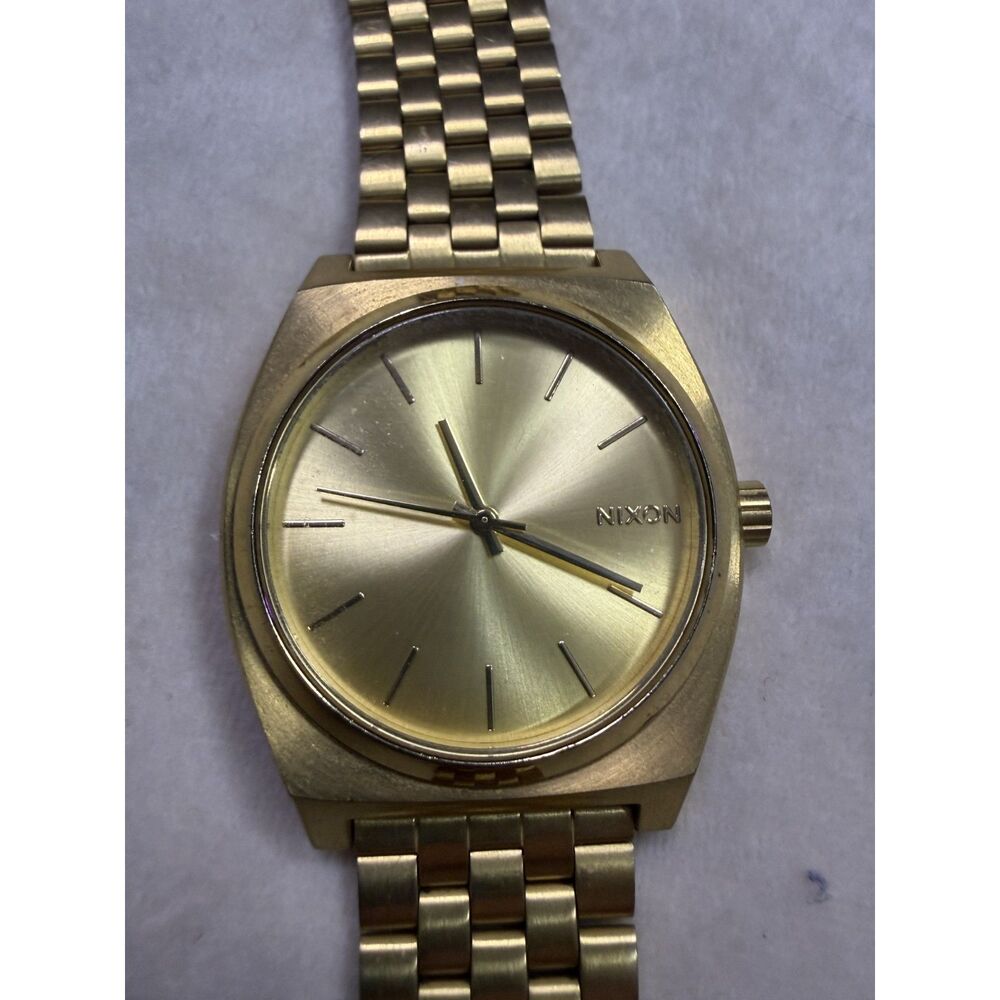 Nixon Time Teller Gold Tone Stainless Steel Quartz Watch Analog Wristwatch